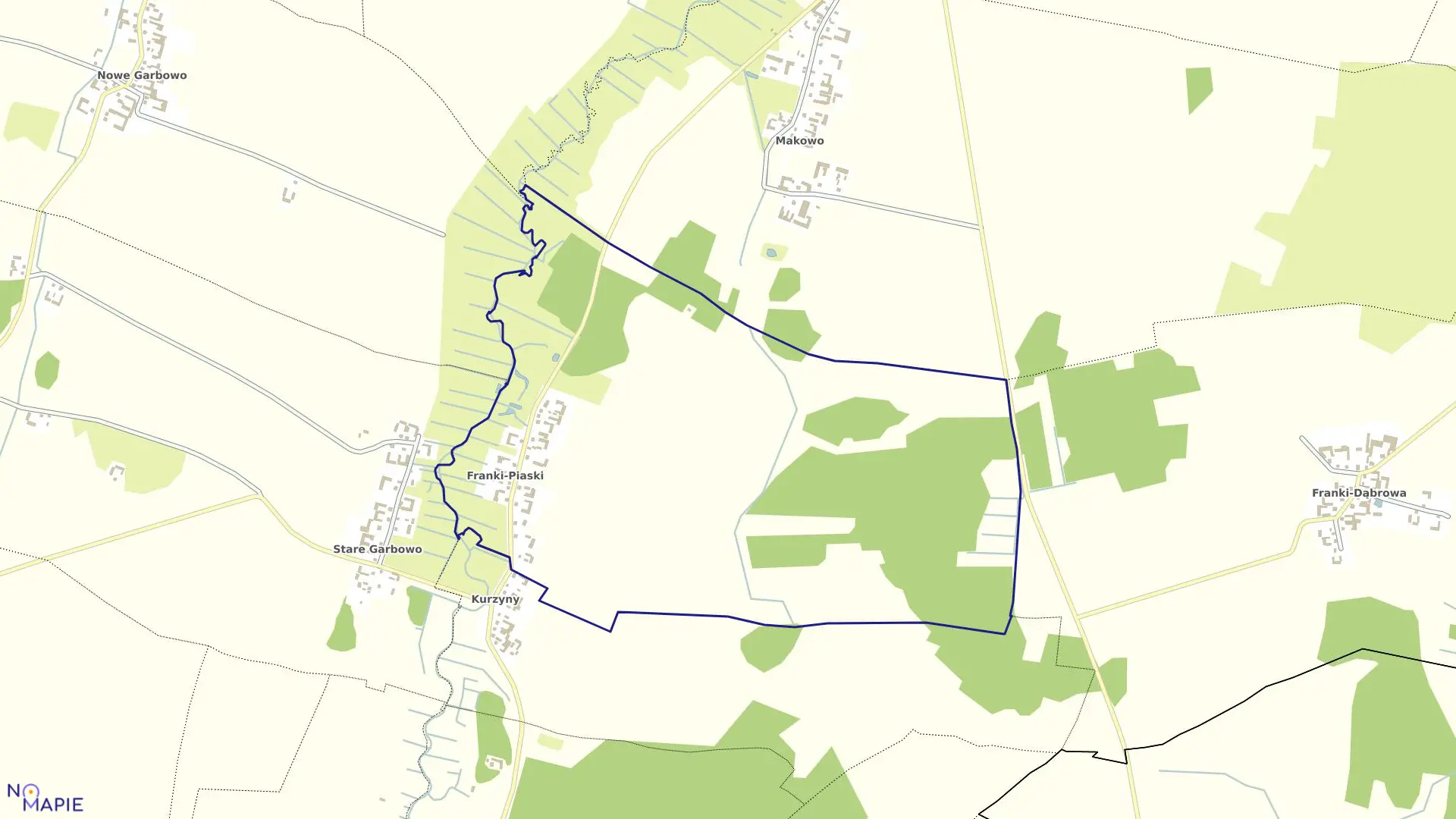 Mapa obrębu FRANKI-PIASKI w gminie Kobylin-Borzymy