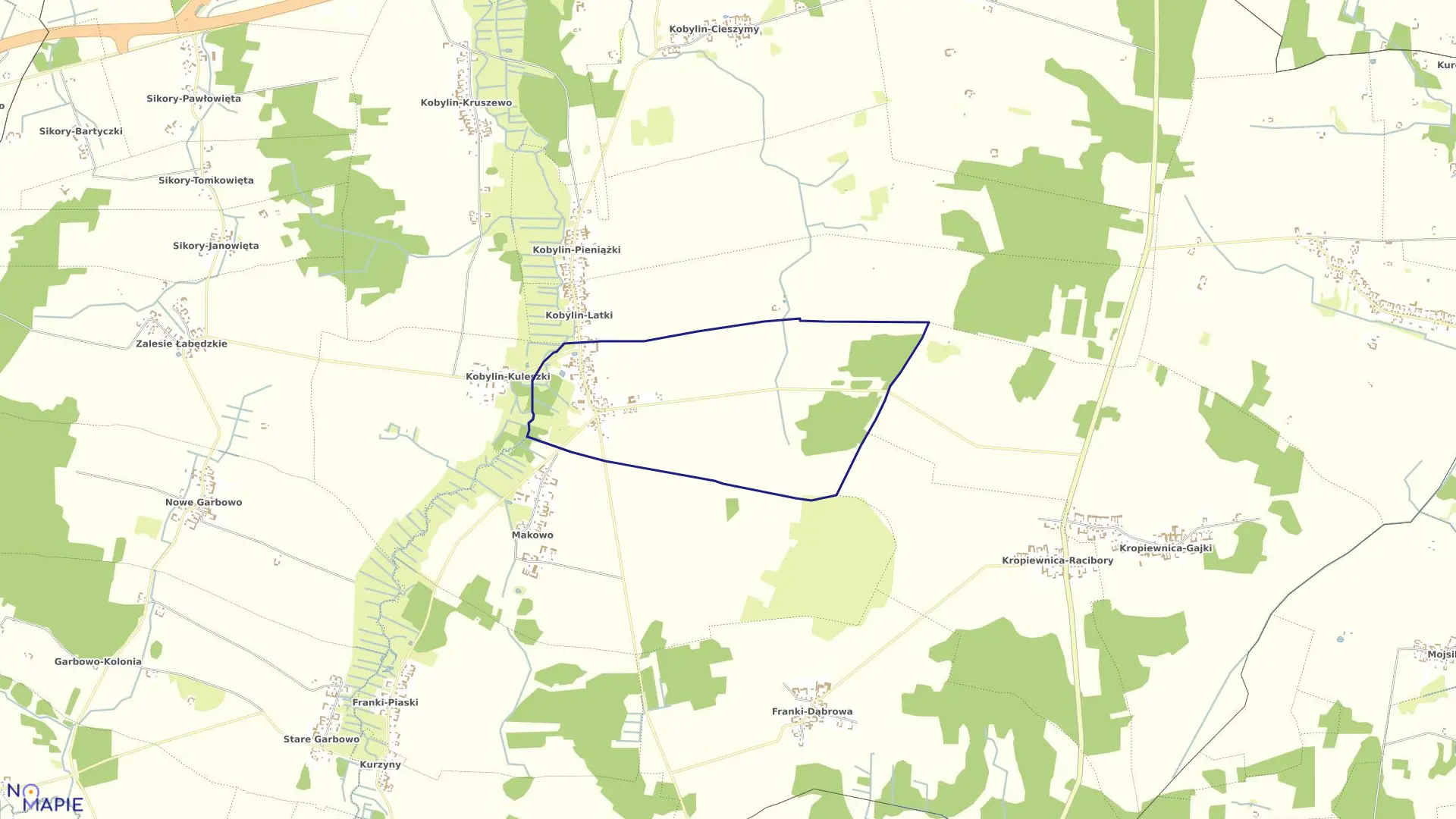 Mapa obrębu KOBYLIN-BORZYMY w gminie Kobylin-Borzymy