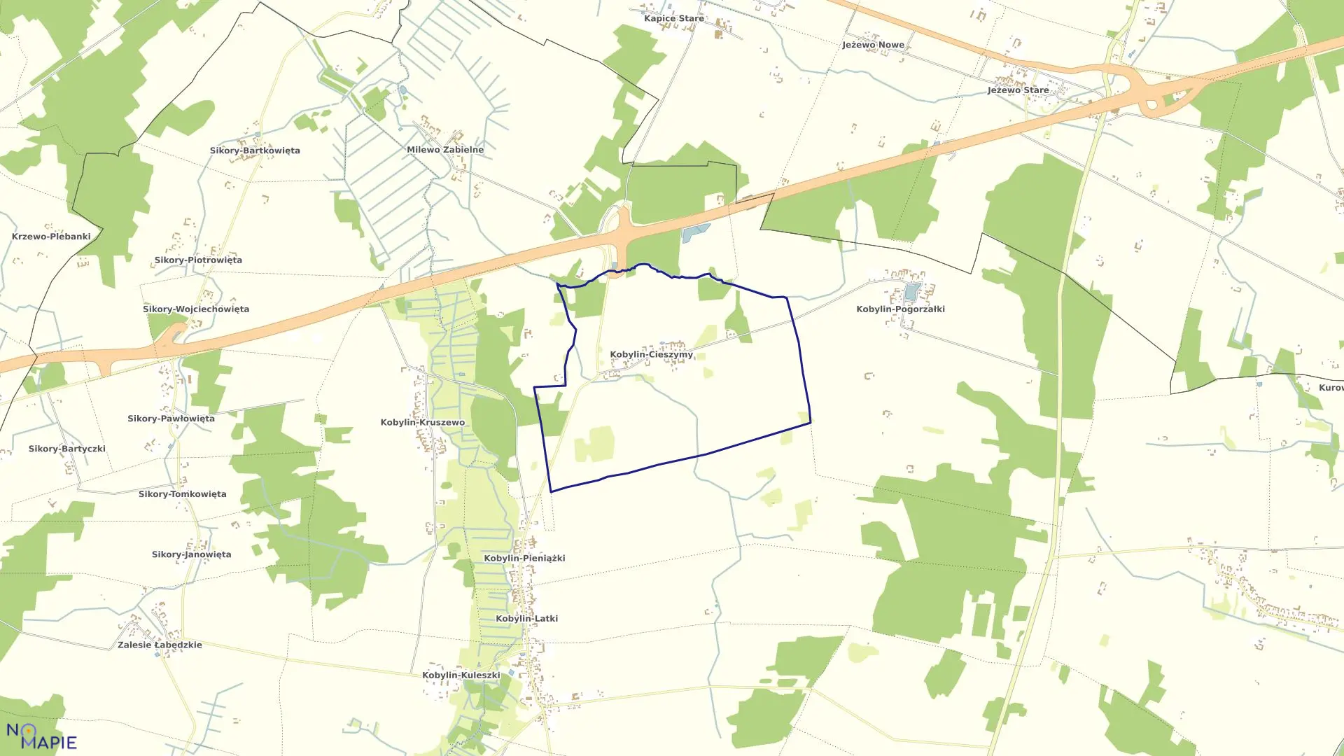 Mapa obrębu KOBYLIN-CIESZYMY w gminie Kobylin-Borzymy