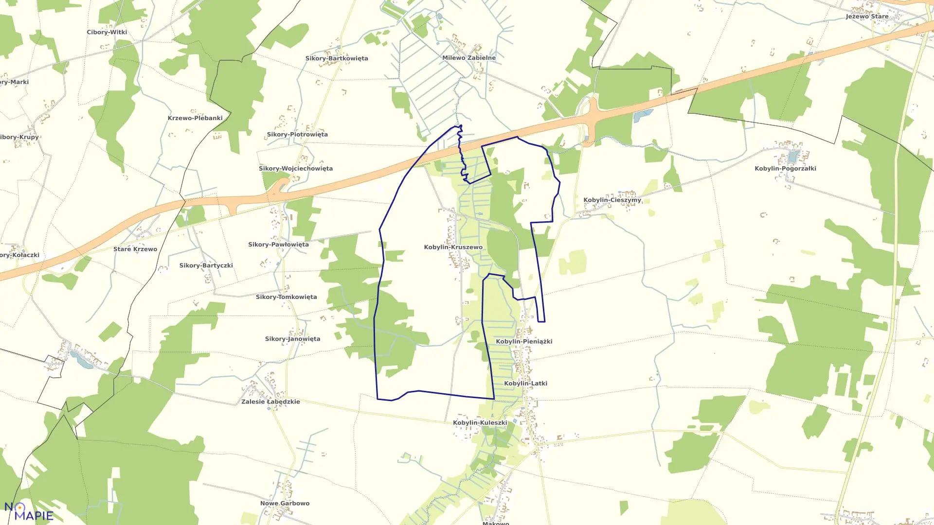 Mapa obrębu KOBYLIN-KRUSZEWO w gminie Kobylin-Borzymy