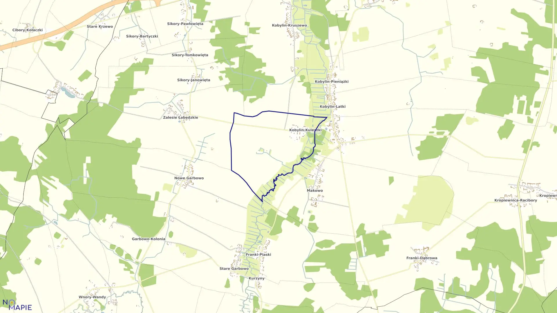 Mapa obrębu KOBYLIN-KULESZKI w gminie Kobylin-Borzymy