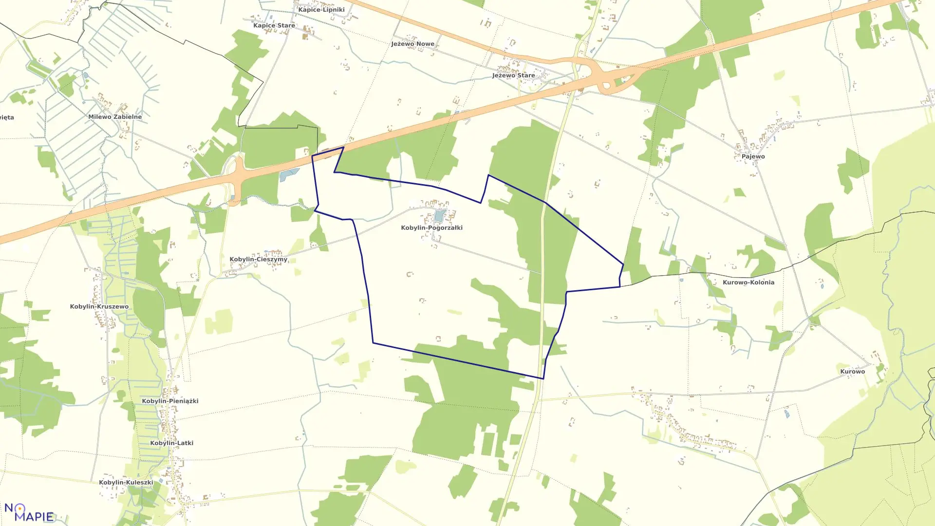 Mapa obrębu KOBYLIN-POGORZAŁKI w gminie Kobylin-Borzymy