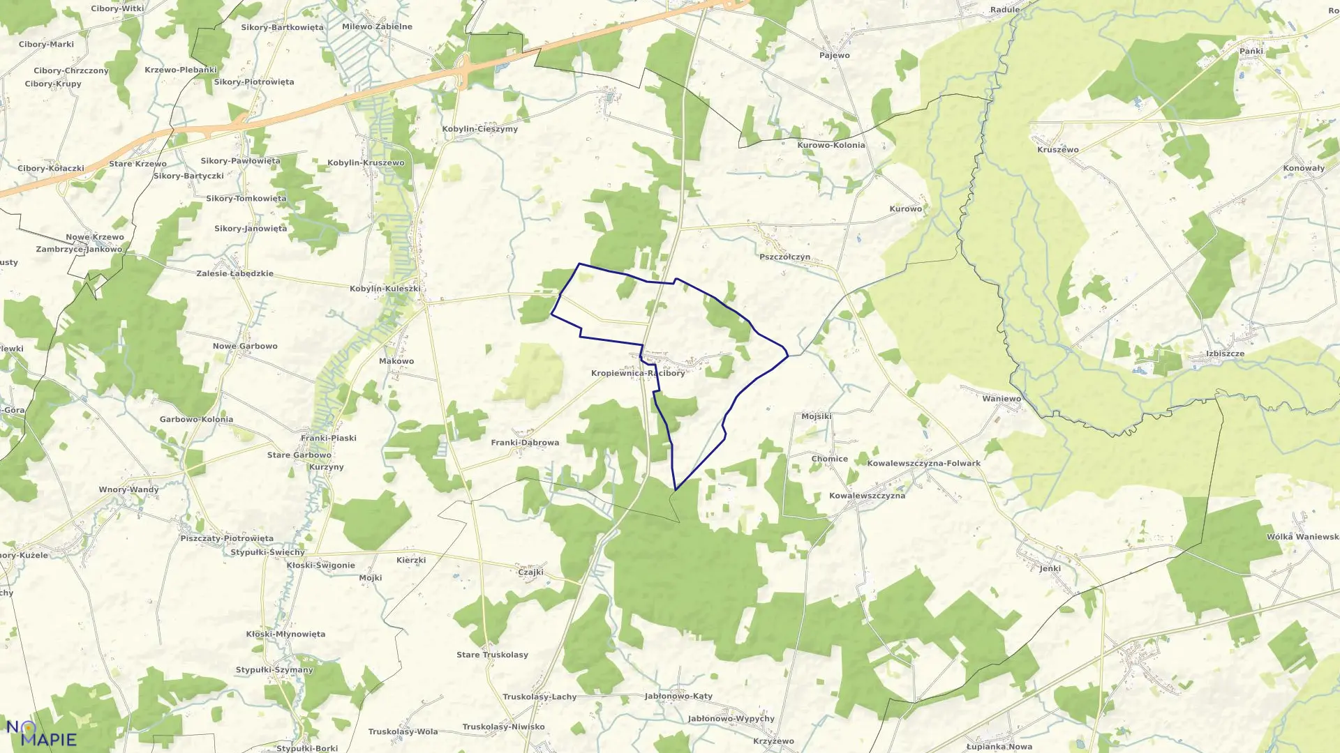 Mapa obrębu KROPIEWNICA-GAJKI w gminie Kobylin-Borzymy