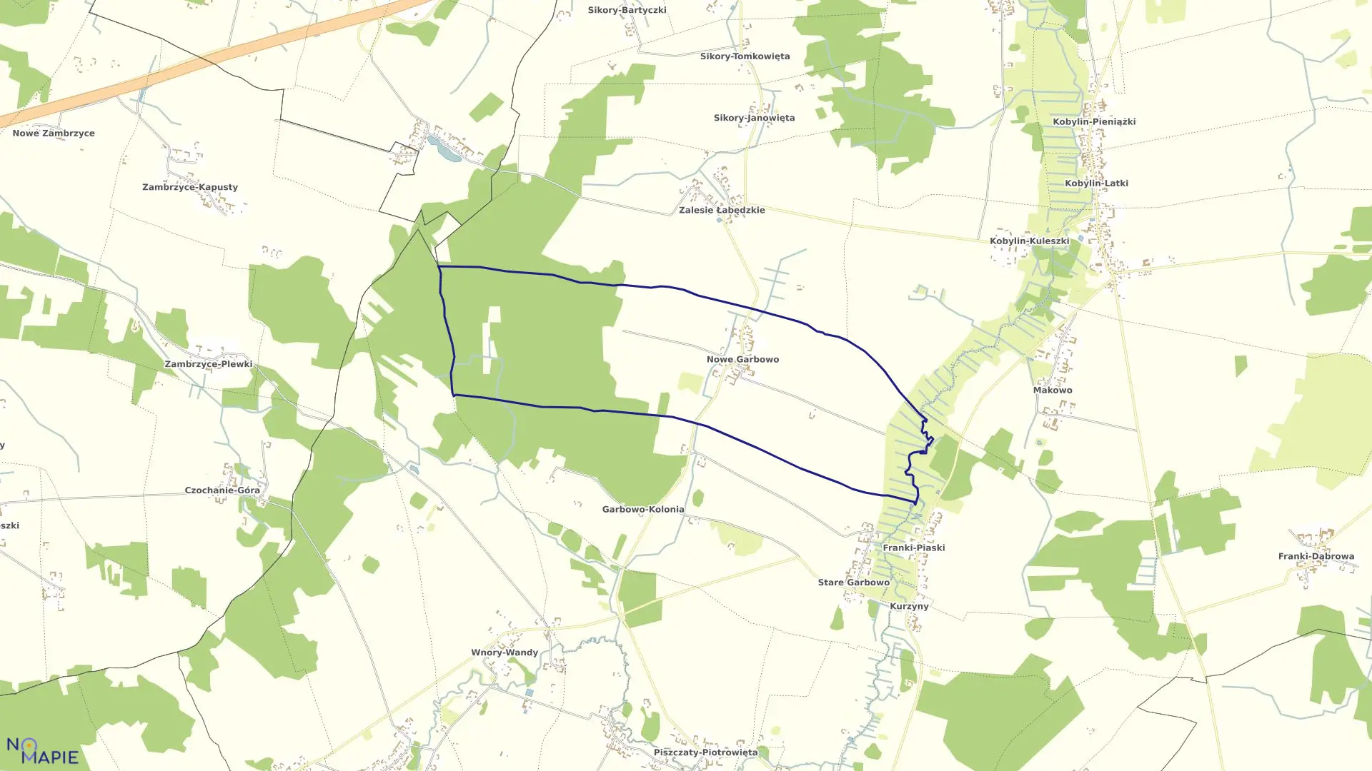 Mapa obrębu NOWE GARBOWO w gminie Kobylin-Borzymy