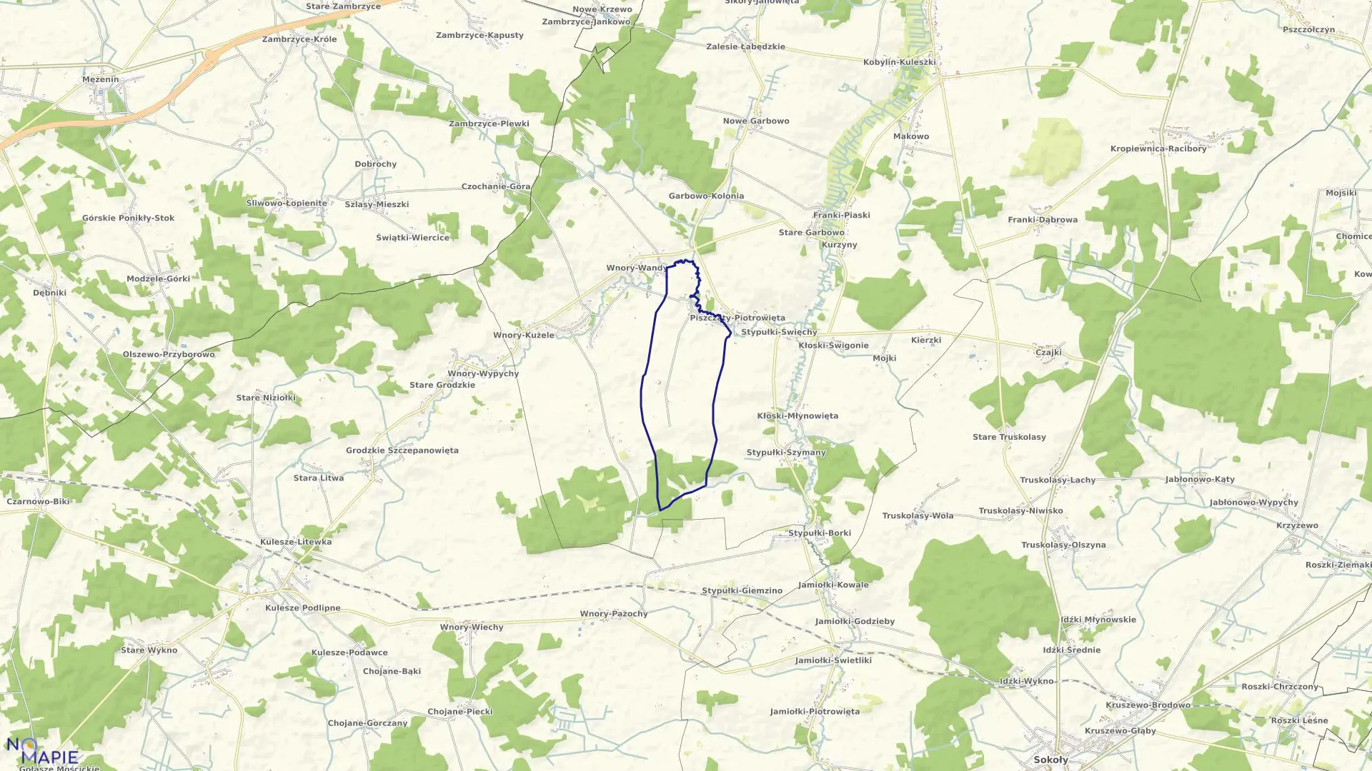 Mapa obrębu PISZCZATY-KOŃCZANY w gminie Kobylin-Borzymy